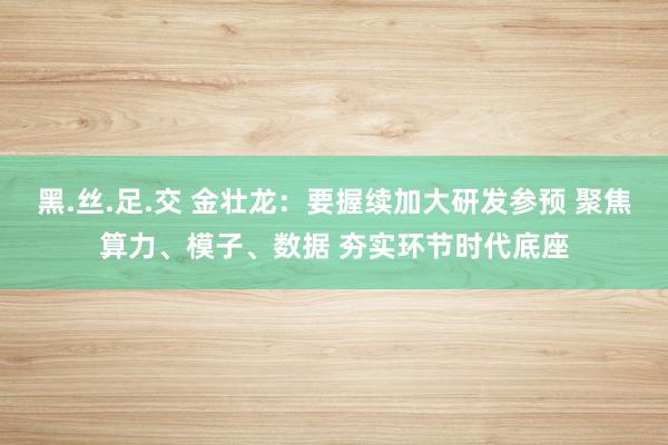 黑.丝.足.交 金壮龙：要握续加大研发参预 聚焦算力、模子、数据 夯实环节时代底座