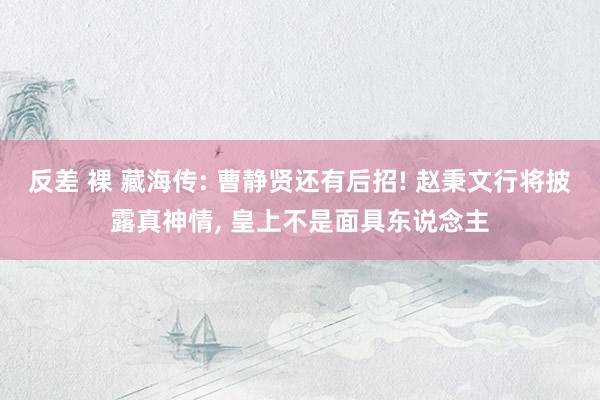 反差 裸 藏海传: 曹静贤还有后招! 赵秉文行将披露真神情， 皇上不是面具东说念主